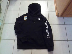 Neu mit Etikett Carhartt Damen Relaxed Fit Logo Ärmel schwarz Hoodie-XL (16-18) - Bild 1 von 8