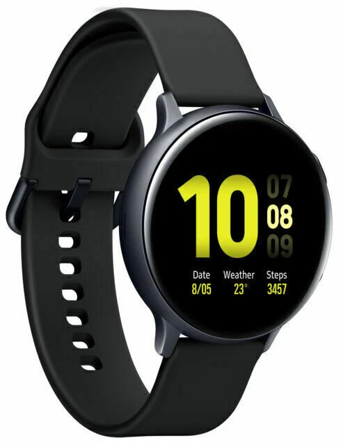 Samsung Galaxy Watch Active 2 SM-R820 44mm Aluminum Case with Sport Band Smartwatch - Aqua Black (Bluetooth)