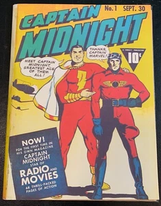 CAPTAIN MIDNIGHT #1 1942 senza copertina con copertina copiata / 1° piega staccato LETTORE - Foto 1 di 12