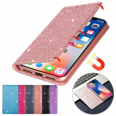 Para Samsung S24 S23Ultra S22 Note20 S23FE Cuero Brillante Billetera Abatible Estuche Cubierta Foto 1 de 4