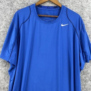 Nike Pro Shirt Mens 3XL Blue Short Sleeve Athletic Fit Pullover - Picture 1 of 23