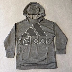 Adidas Kids Girls Sweatshirt Small 7/8 Gray Hooded Long Sleeve Athletic Pullover - Picture 1 of 6