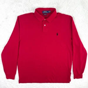 Polo Ralph Lauren Shirt Men’s XL Red Custom Slim Fit Long Sleeve Rugby Preppy - Picture 1 of 7