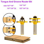 Tongue and Groove Router Bit Set 1/2" 1/4" Shank T-type 3-tooth Useful Cutter