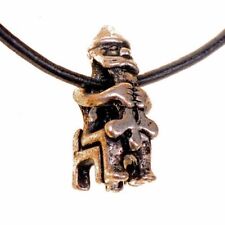 Amulett "Sitzender Thor" - Wikinger Anhänger, Kette mit Lederband, Mittelalter