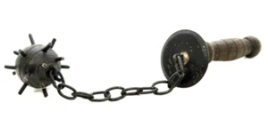 Vintage Medieval Reproduction Mace Flail w/ Spiked Wooden Spindle & Wood Handle - Picture 1 of 5