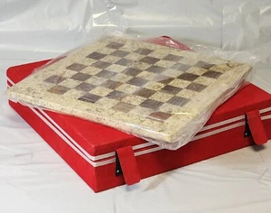 Marble Chess board with gift velvet storage box, 12 in stone chess board, brown - Picture 1 of 11