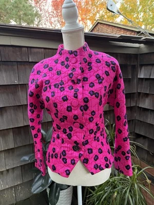 Chaqueta Blazer Vintage Acolchada Rosa Púrpura Talla S Forrada Foto 1 de 4