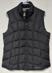 Cozy! Eddie Bauer EB650 Vest Women's Black Puffer Down Sleeveless Full Zip Large - Imagen 1 de 6