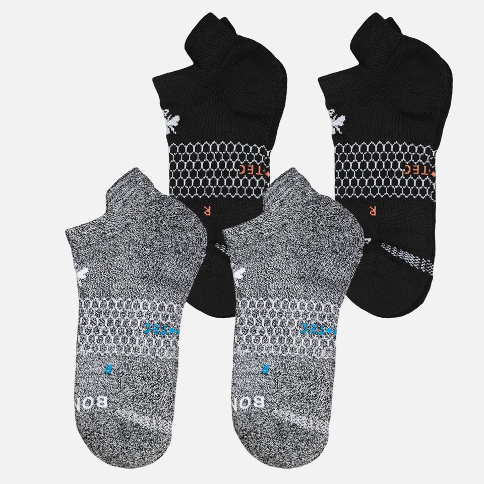 Bombas 4 pairs Women's Running Ankle socks - Size Medium 8-10.5 black gray - Image 1 of 1