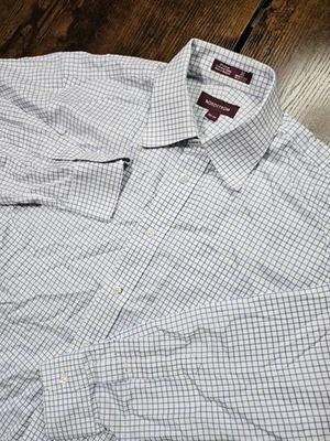 Camisa social masculina Nordstrom 15.5-33 xadrez azul cuidado inteligente sem rugas - Imagem 1 de 4