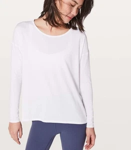 LULULEMON WEISS BACK INTO IT LANGARM T-SHIRT Größe 8/10? - Bild 1 von 8