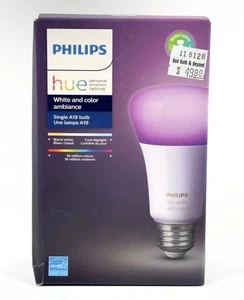 Philips Hue White & Color Ambiance A19 Smart LED Light Bulb NEW - Picture 1 of 5