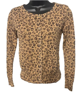 Cárdigan Cherokee Niñas Estampado Leopardo Abotonado Manga Larga Talla Grande (10/12) Foto 1 de 3