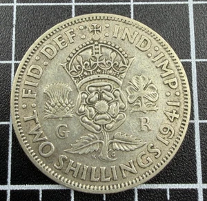 Florín de Gran Bretaña 1941 2 chelines - KM# 855 - .500 plata fina - .1818 oz ASW - Imagen 1 de 2