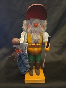 10" Holzkunst Christian Ulbricht Golfer Nussknacker mit Golftasche Handarbeit Westger - Bild 1 von 10