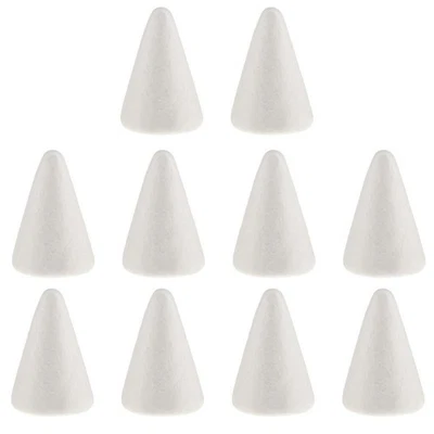 10pcs Cone Shaped Modelling Polystyrene Styrofoam Ornaments DIY Kids Crafts - Image 1 of 4