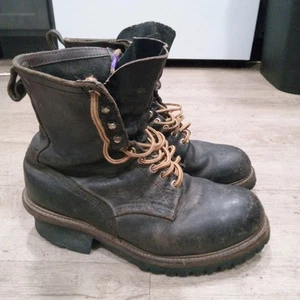 Vintage Red Wing Logger Lineman Biker Boots Sz 10 10.5 vibram - Picture 1 of 16