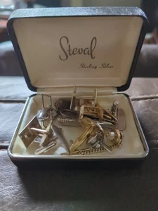 Lote y estuche gemelos vintage para hombre - Imagen 1 de 4