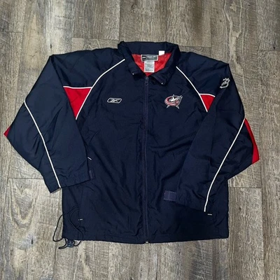 Columbus Blue Jackets Reebok Full Zip Blue Windbreaker Jacket Youth M Embroidery - Image 1 of 4