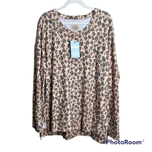 Chaser Leopard Print Long Sleeved Top Plus size 2X - Picture 1 of 8