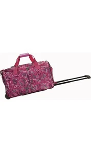 Rockland Rolling Duffel Bag Pink Bandana 22-Inch - Picture 1 of 2