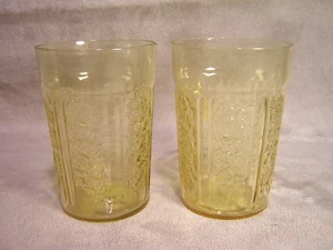 2 Federal Glass SHARON Amber 4" Thin Flat Tumblers - Picture 1 of 3