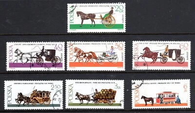 1965 & 1989 Poland - Horse Drawn Carriages - Mixed Set of 7 stamps CTO — 第 1/2 张图片