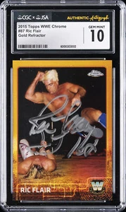 2015 TOPPS WWE CHROME GOLD REFRACTOR RIC FLAIR /50 CGC 10 AUTO 16X INSCRIPTION - Picture 1 of 2
