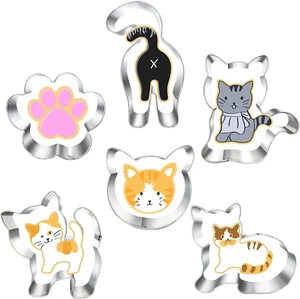 Kitty Cat Cookie Cutter Set-6 Piece-Cat Face, Kitty Butt, Kitty Cat Paw and 3 Cu - Picture 1 of 15
