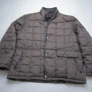 Cole Haan Jacket Mens XL Brown Quilted Puffer Fleece Lined Full Zip Pockets Work - Picture 1 of 12