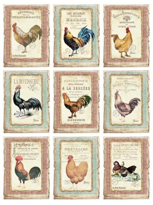BÜGELBILD-Vintage-Shabby-Nostalgie-Ostern-Easter-Huhn-Hahn-Farm-3257 - Bild 1 von 1