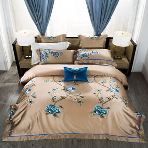 bedding set 6pcs High precision embroidery quilt cover flat sheet pillow shames