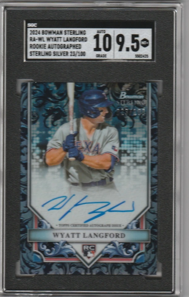 2024 Bowman Sterling Wyatt Langford Silver RC Rookie Auto 23/100 SGC 9.5 /10 - Image 1 of 1