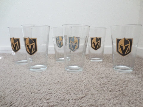 Las Vegas Golden Knights Station Casinos 16 oz Drinking Glasses 6 glass cups set Cover