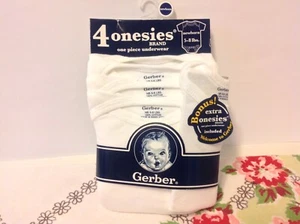 Gerber 5pk Onesies Brand One Pc 100% cotton Underwear White Unisex NB newborn - Picture 1 of 3