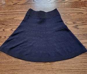 Sandro Paris Navy Blue High Waist Fit & Flare Skirt Cotton Blend Size 3 US 8 - Picture 1 of 12