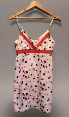 Y2K город треугольники розовый полкадот завышенной талией сарафан размер 6 - Изображение 1 из 4