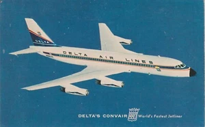 DELTA AIR LINES CONVAIR 880, WORLD'S FASTEST JETLINER UNUSED POSTCARD - Picture 1 of 2