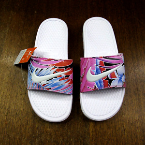 Nike Womens Benassi JDI Print White Habanero Ember Glow Slides NWT Size 9