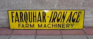 Vintage Old Farquhar Tractor IRON AGE porcelain sign, check out my listed neon