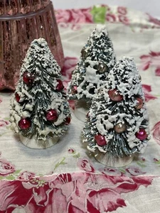 Snowy Pastel Pink Bottlebrush Tree Retro Chic Style Christmas Ragon Shabby - Picture 1 of 10