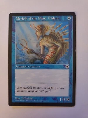 MTG Magic The Gathering Card Merfolk of the Pearl Trident Summon Creature Blue - Image 1 of 2