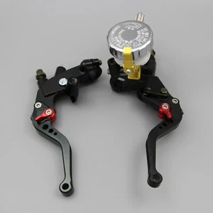 7/8'' 22mm Fit For Suzuki Motorcycle Brake Levers Master Cylinder Reservoir Set - Foto 1 di 6