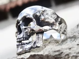 Skull Ring 925 Sterling Silver Polished Motorcycle Biker Silverzone77 Handmade - Picture 1 of 8