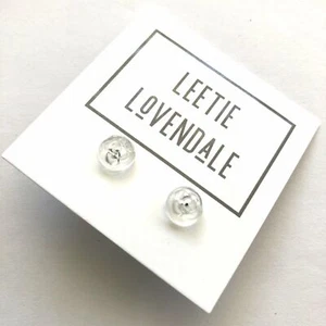 Clear Carved Flat Rose Flower Stud Earrings - Picture 1 of 2