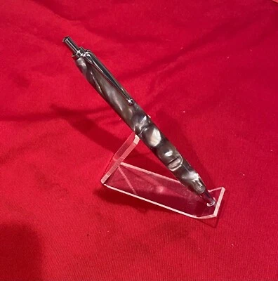 NEW  Hand Crafted sliver/black/gray acrylic CLICK  pen MADE IN THE USA - Image 1 of 4