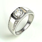 Ring Men's Rhodium Plated White Cubic Zirconia Silver Jewelry