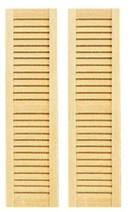 Dolls House Louvered Shutters Wooden 1:24 Half Inch Scale Window Accessory - Picture 1 of 8