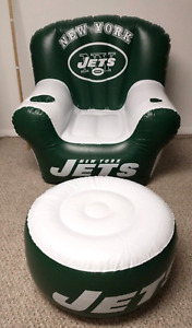 Vntg New York Jets NFL Adult Inflatable w Ottoman Clean Tested Football Footrest